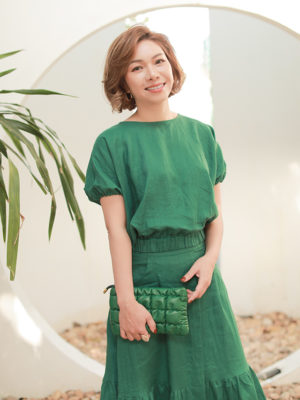 Áo croptop cánh dơi chun gấu Green 2
