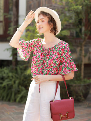 Áo sơ mi hoa tay loe Floral 1