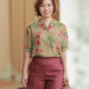 Áo sơ mi hoa cổ tàu Brown Floral 1