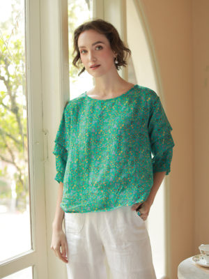 Áo sơ mi tay bồng 2 tầng Floral 1