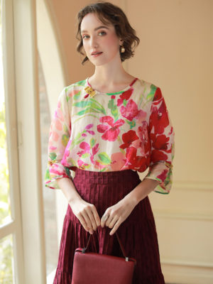 Áo hoa cổ tròn trang trí cúc tàu Floral 1