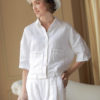 Áo sơ mi diễu chỉ trang trí White 5