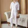 Áo sơ mi diễu chỉ trang trí White 2