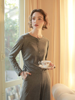 Áo cotton dài tay rút dây 2 bên sườn Dark Grey 1
