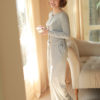 Áo cotton dài tay rút dây 2 bên sườn Light Grey 2