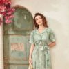Váy đầm hoa cổ 2 ve tay bồng Mint Floral 3