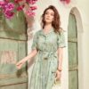 Váy đầm hoa cổ 2 ve tay bồng Mint Floral 1