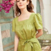 Váy đầm cổ vuông mí gấu Lime 1