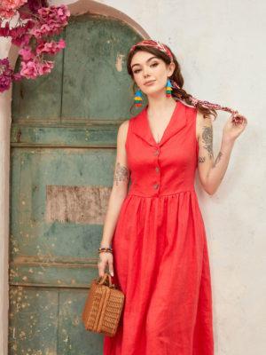Váy đầm cổ sam dúm eo Rose 2