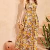 Váy đầm maxi 2 dây cổ vuông Yellow Floral 3