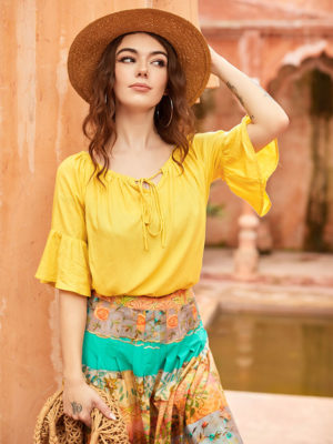 Chân váy chiết ly Floral 3