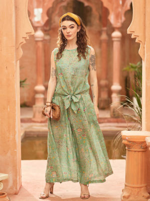 Áo gile buộc nơ Mint Floral 4