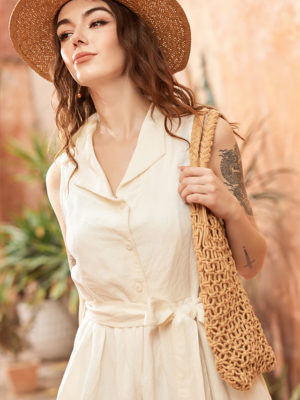 Váy đầm cổ sam dúm eo White 1
