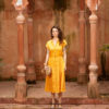 Váy đầm sơ mi cổ đức tròn xếp ly chân váy Yellow 1