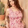 Váy đầm maxi 2 dây cổ vuông Purple Floral 4