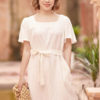 Váy đầm cổ vuông mí gấu White 4