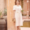 Váy đầm cổ vuông mí gấu White 3