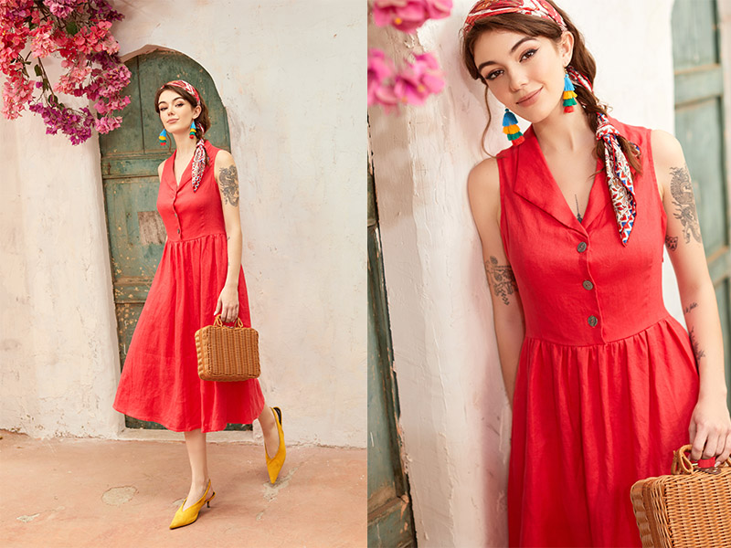 đầm sát nách đỏ