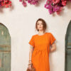 Váy đầm đáp cổ tay lơ vê Orange