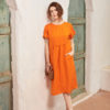 Váy đầm đáp cổ tay lơ vê Orange