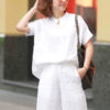 Áo cổ tàu vai rơi White3