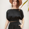 Áo croptop cánh dơi chun gấu Black 2