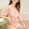 Áo tay bồng dúm chân ngực Pink 2