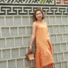 Váy đầm gile thêu gấu Orange