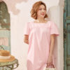 Váy đầm cổ vuông mí gấu Pink 4
