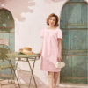 Váy đầm cổ vuông mí gấu Pink