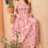 Váy đầm maxi 2 dây cổ vuông Purple Floral 4