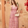 Váy đầm maxi 2 dây cổ vuông Purple Floral 1