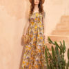 Váy đầm maxi 2 dây cổ vuông Yellow Floral 2
