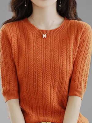 Áo len xương cá tay cộ Orange 2