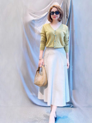 Áo cadigan cổ tim Lime