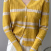Áo cadigan len kẻ Yellow 1