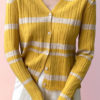 Áo cadigan len kẻ Yellow 2