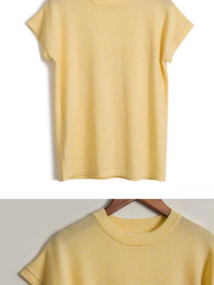 Áo len tay chờm cổ tròn Yellow