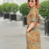 Váy đầm cổ sơ mi can eo túi chéo Brown Floral 4