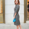 Váy đầm dạ tuýt cổ sơ mi túi chéo Stripe 2