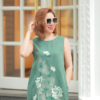 Váy đầm dáng A thêu hoa sen Olive 5