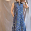 Váy đầm gile cổ đức bèo gấu Navy Floral 1