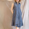 Váy đầm gile cổ đức bèo gấu Navy Floral 2
