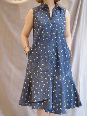 Váy đầm gile cổ đức bèo gấu Navy Floral 3