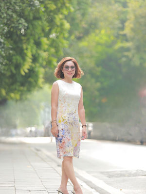 Váy đầm gile hoa in Purple Floral 1