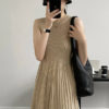 Váy đầm len gile chân váy dập Beige 1