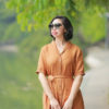 Váy đầm sơ mi diễu chỉ nẹp áo Brown 1