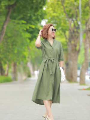 Váy đầm sơ mi diễu chỉ nẹp áo Olive 2 1