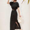 Chân váy suông xẻ 1 bên Black 2