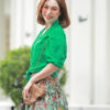 Chân váy gấm hoa dúm tầng Floral 11